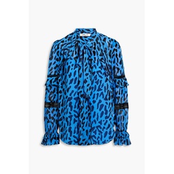 Arlington ruffled leopard-print chiffon blouse