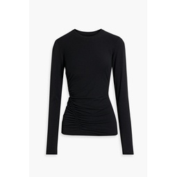 Ruched stretch cotton and Lyocell-blend jersey top