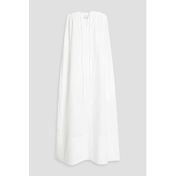 Strapless cotton-poplin midi dress