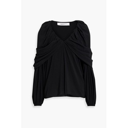 Cape-effect ruched crepe top