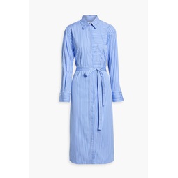 Striped cotton-poplin midi shirt dress