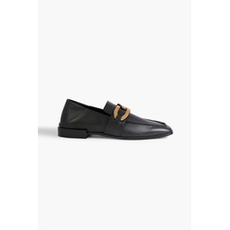 Le Miramar chain-embellished leather collapsible-heel loafers
