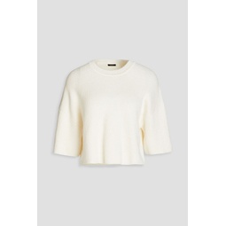 Cropped ribbed linen-blend sweater