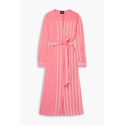 Striped cotton-voile midi shirt dress