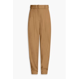Drew belted pleated twill tapered pants