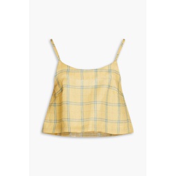 Cropped checked linen camisole