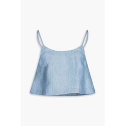Cropped checked linen camisole