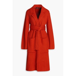 Ribbed cotton, wool and cashmere-blend coat