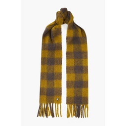 Fringed checked alpaca-blend scarf