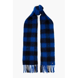 Fringed checked alpaca-blend scarf