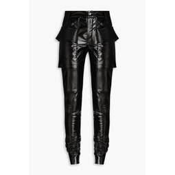 Cotton-blend faux leather skinny pants