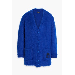 Embroidered brushed mohair-blend cardigan