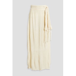 Vea plisse bamboo and silk-blend maxi wrap skirt