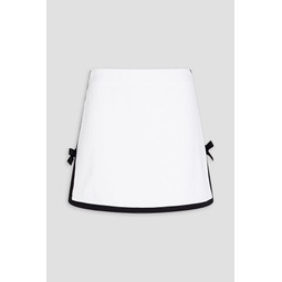 Bow-embellished two-tone satin-crepe mini skirt