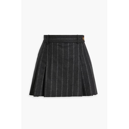 Pleated wool and cotton-blend jacquard mini skirt