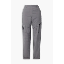 Layered pleated cotton-blend tapered pants