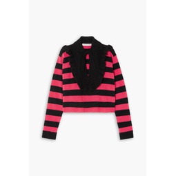 Ruffled striped wool and cashmere-blend sweater
