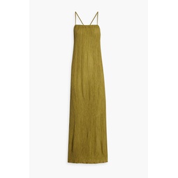 Cher crinkled bamboo and silk-blend maxi dress