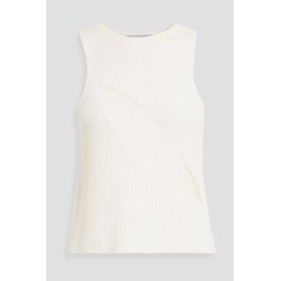 Formentera distressed ribbed Lyocell, cotton and linen-blend top