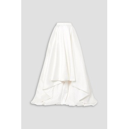 Robin asymmetric pleated duchesse-satin maxi skirt