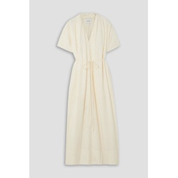 Collected gathered cotton-poplin maxi dress