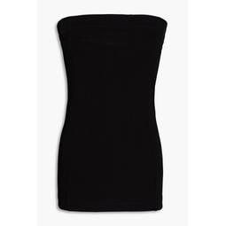Ribbed jersey strapless top
