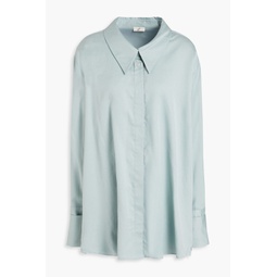 Oversized cotton and silk-blend twill shirt