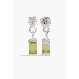 Recycled sterling silver, Siamite and peridot earrings
