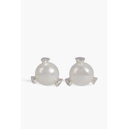 Recycled sterling silver and freshwater pearl earrings