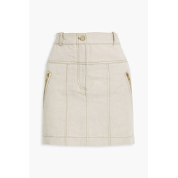 Cotton and linen-blend mini skirt