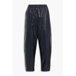 Cropped faux leather tapered pants