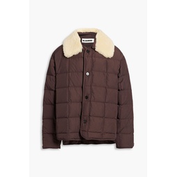Shearling-trimmed quilted shell down jacket
