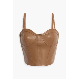 Elloise cropped faux stretch-leather bustier top
