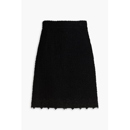 Guipure lace-trimmed wool-blend tweed mini skirt