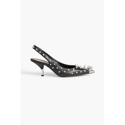 Spiked leather slingback pumps
