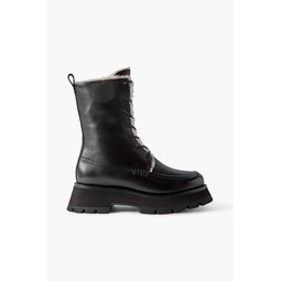 Kate shearling-lined leather combat boots
