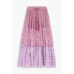 Tiered printed cotton-voile maxi skirt