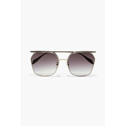 Cut square-frame gold-tone sunglasses