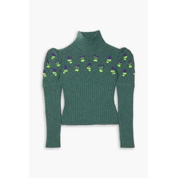 Oma embroidered ribbed wool turtleneck sweater