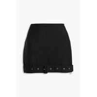 Belted mohair and wool-blend mini skirt