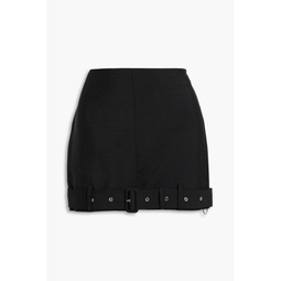 Belted mohair and wool-blend mini skirt