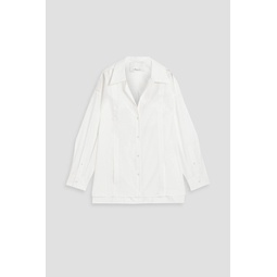 Cotton-blend poplin bralette and shirt set
