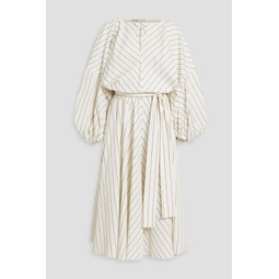 Renew belted striped cotton-poplin midi dress