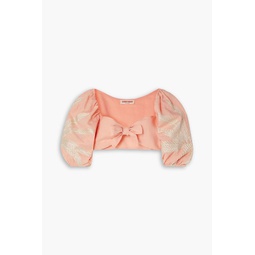 Thaia cropped bow-detailed embroidered linen top