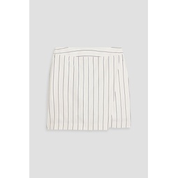 Skirt-effect striped cotton-poplin shorts