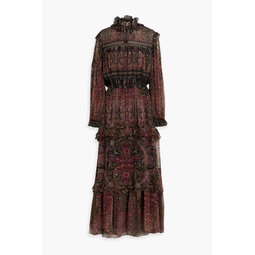 Ruffled paisley-print silk-chiffon maxi dress