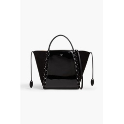 Hinge small studded patent-leather and suede tote