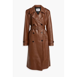 Faux stretch-leather trench coat