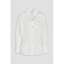 Belted cotton-blend poplin shirt