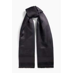 Frayed silk-blend jacquard scarf